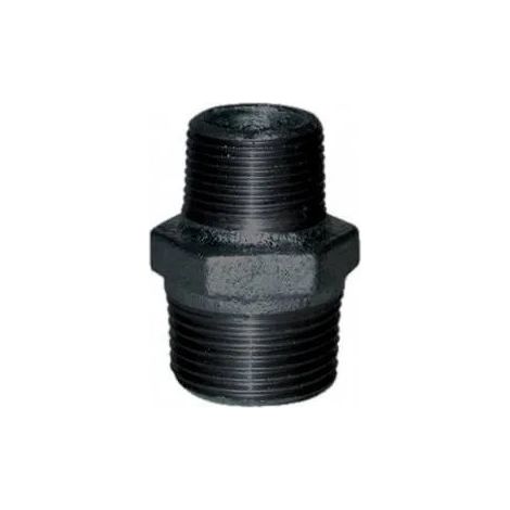 Reduzierter Nippel 66x76 / 50x60, doppeltes Außengewinde schwarz