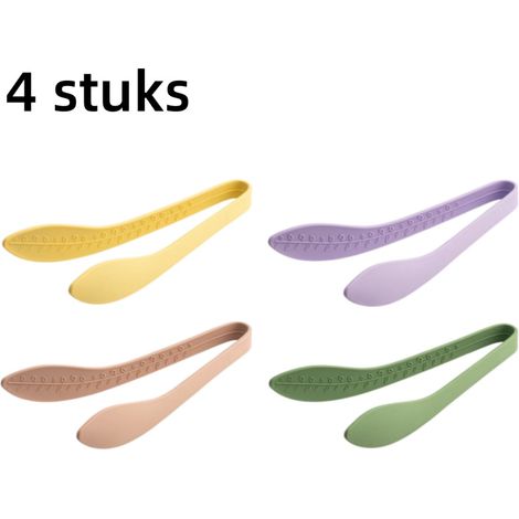 Lot de 4 pinces alimentaires en silicone résistantes à la chaleur motif feuille adapté pour poêles antiadhésives pince à steak pince barbecue pour grillade cuisson utilisable au lave vaisselle prise c (1/5)