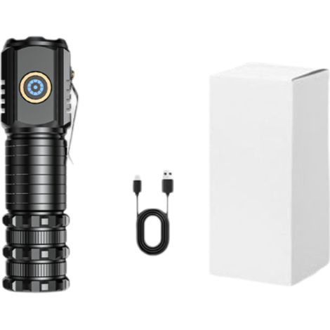 Mini Hochleistungs-LED-Taschenlampe 15 W, wiederaufladbar, aus Aluminiumlegierung, ideal für Zuhause, Outdoor, Wandern, Camping und Rettungseinsätze