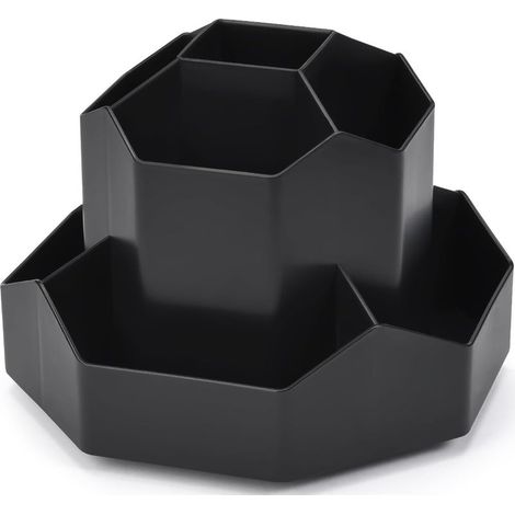 Porte-stylo rotatif à 360°, 9 compartiments pour bureau, fournitures de papeterie, porte-gobelet de bureau, noir (1/5)