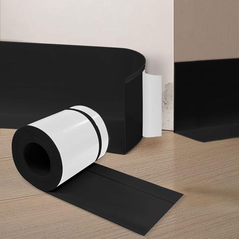 Plinthe Adhesive,Noir 6 M Plinthe Souple Autoadhésive 50 x 20 mm, Corniere pvc Convient pour la Cuisine et la Salle de Bain (Noir) Plinthe souple autocollante en PVC, imperméable, forte adhérence, po (1/5)