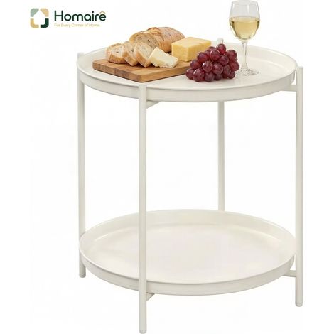 Weißer Beistelltisch aus Metall 44 x 44 x 53 cm HOMAIRE (1/5)