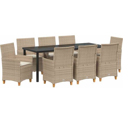 Maison Exclusive - Set da Pranzo per Giardino 9 pcs Beige polyrattan