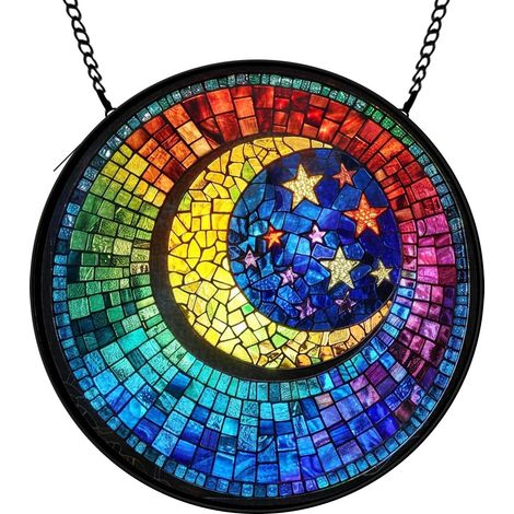 30 cmAttrape-soleil oiseau fleurs en verre coloré, suspension jardin fenêtre, cadeau pour amoureux oiseaux (1/5)