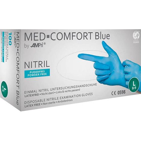 Guantes de uso único en nitrilo. Med Comfort Blue. No en polvo. Tamaño 2xl