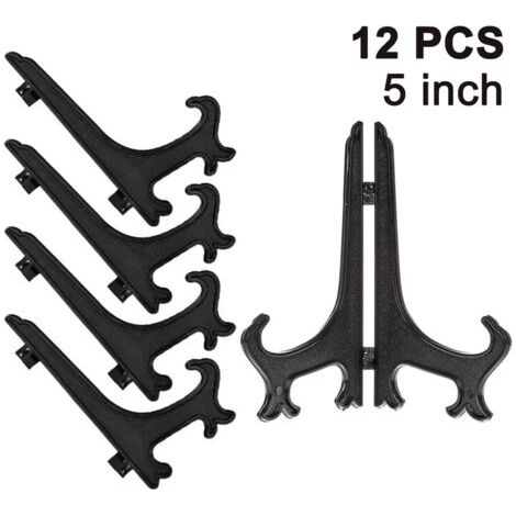HOXILEELEO - Lot de 12 supports à assiettes en plastique, supports pliables, présentoirs pour assiettes de collection, supports pour bols, supports pour livres, présentoirs à assiettes (1/5)