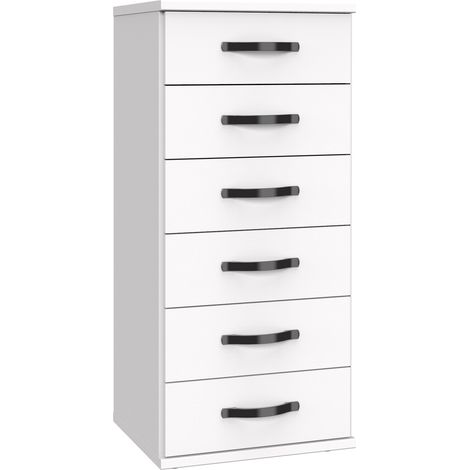 Commode, meuble de rangement coloris Blanc, rechampis noir - Longueur 46 x Hauteur 106 x Profondeur 40 cm -PEGANE-