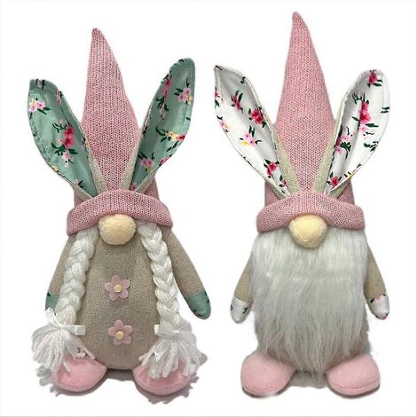 Décorations de Pâques, 2 gnomes décoratifs de Pâques, ornements de lapin de Pâques (1/5)