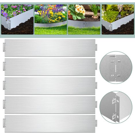 SWANEW 50M Rasenkante 100x18cm langlebig Garten Wegbegrenzung Verzinkt Gartenpalisade Pflanzen (1/5)