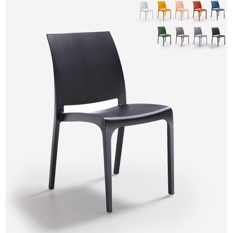 Bica – Chaise de jardin en polypropylène noire – Résistante aux UV – Dimensions 46x54xh80 cm – Empilable pour gain de place
