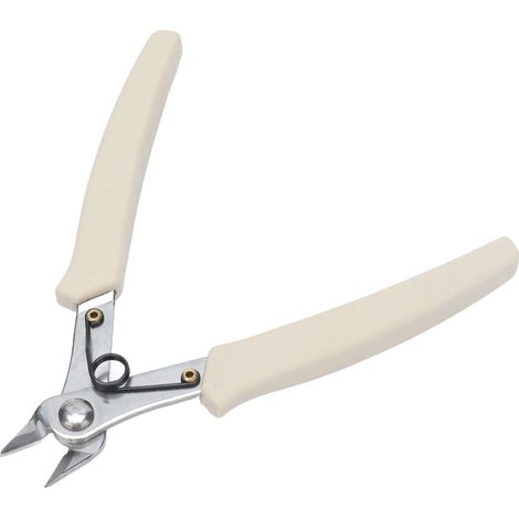 Pince coupante SP-23 en acier inoxydable et caoutchouc, blanc ivoire et argent, ressort économisant effort, pour découpe plastique et résine 0.3mm, 1 pièce (1/5)