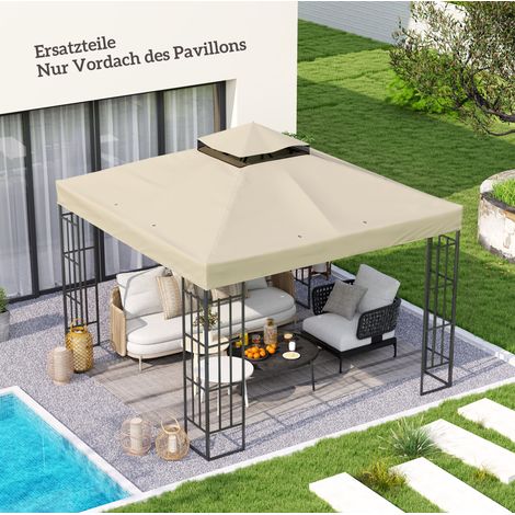 Techo pabellón doble 3x3 m transpirable crema OKMYHOME (1/5)