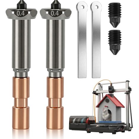 2 Buses Amovibles Acier Trempé pour 3 Kit de Buse Imprimante 3d Haute Vitesse 0.4mm Convient pour 3 Max Combo (1/5)