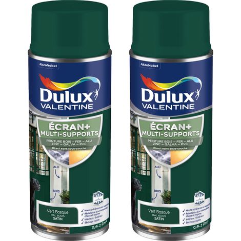 ECRAN+ MULTI-SUPPORTS EXTERIEURE Satin - Lot de 2 aérosols en phase aqueuse - Vert Basque 400 ml - Dulux Valentine