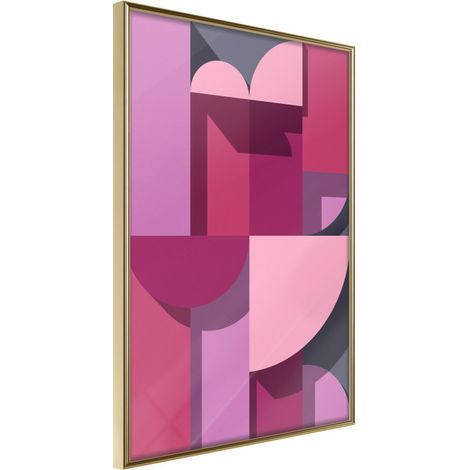 Affiche Murale Encadrée "Pink Geometry" 30 x 42 cm Or