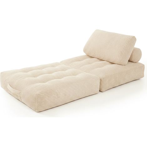 Fauteuil de sol compressé une place confortable, canapé lounge beige pour salon et chambre (1/5)