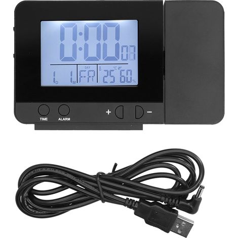 180° Rotation Projection Alarm Clock USB Powered LED Digital Clock with Temperature Humidity TestBlack
