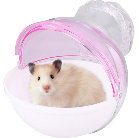 Cage en acrylique pour petits animaux de compagnie, salle de bain extérieure, toilettes pour hamster, cochon d'Inde, rose (1/5)