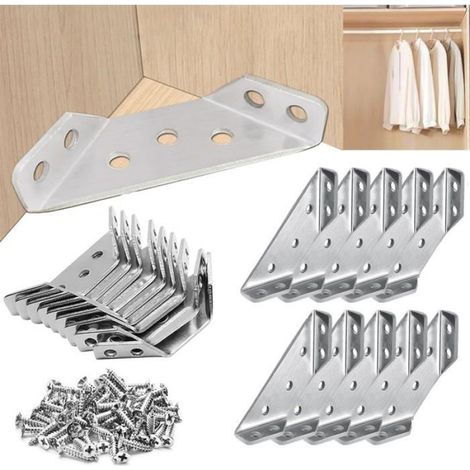 Connecteur D'angle - Acier Inoxydable - 55 x 15 Cm - 90 Degres - Pour Renforcement Structurel - 30 Pieces (1/4)