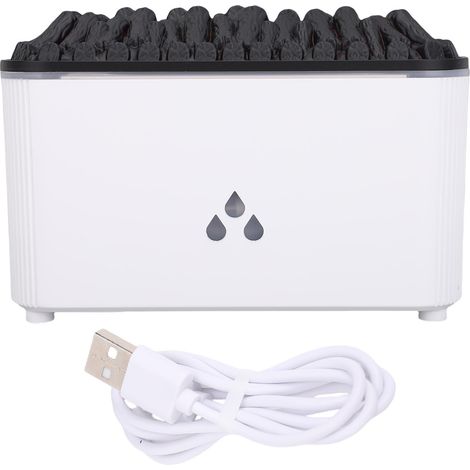 Diffuseur huile essentielle flamme humidificateur 7 couleurs – 160ML silencieux cheminée parfum feu brume froide maison chambre bureau blanc, parfum (1/5)