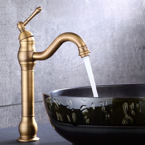 Robinet Tout Cuivre Cuisine Mélangeur Eau Chaude Froide - Bec Orientable Antibactérien Purificateur pour Évier Familiale