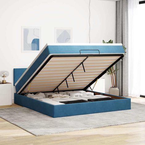 Struttura Letto Pouf con Materasso 160x200 cm in Velluto vidaXL (1/4)