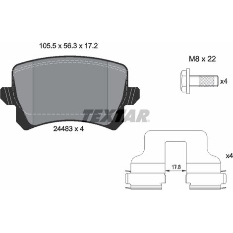 Kit de plaquettes de frein, frein à disque Textar 2448301 AUDI 1K0698451L