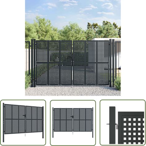 The Living Store Gartentor Anthrazit 300x175 cm Stahl - Gartentor - Stahltür - Zaun - Terrasseingang - Sicherheitszaun (1/5)