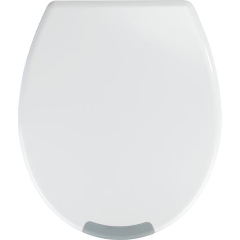 WENKO Copriwater Secura Comfort L con rialzo per WC per adulti 8cm, copriwater con freno di caduta, fino a 300 kg, Duroplast, 37x44 cm, bianco (1/5)