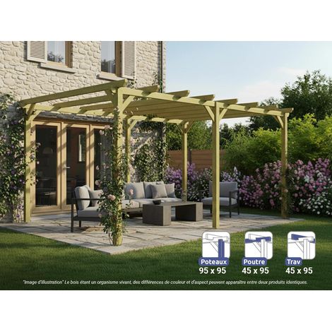 MADERLAND Pergola en bois autoportante - modèle BARCELONA - 600 x 420 cm (1/4)