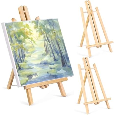 Lot de 3 Chevalets en Bois, Chevalet de Table 30 cm, Support pour Toile Pliable et Réglable en Hauteur, Mini Chevalet pour Peinture, Esquisse, Affichage, Mariage, Exposition et Décoration (1/4)