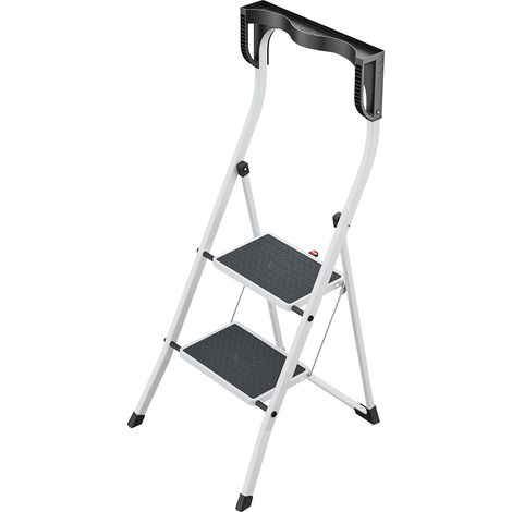 Escabeau à 2 marches avec plateforme de 470 mm en acier/plastique avec tapis antidérapant (1/5)