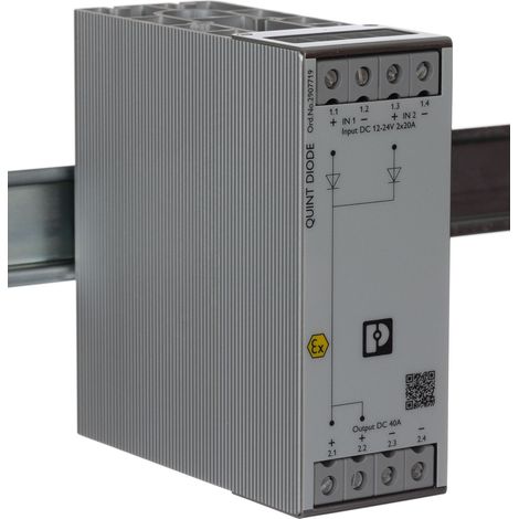 Alimentation pour rail DIN Phoenix Contact, série QUINT4-DIODE/12-24DC/2X20/1X40 40A, 24V c.c.in ( Prix pour 1 )