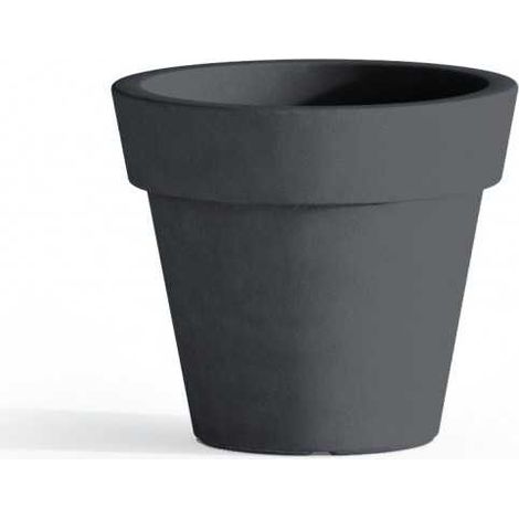 Jarrón de diseño moderno de Ø80 cm y 70 cm de alto, fabricado en polímero gris resistente para interiores y exteriores. Hecho en Italia. Monacis.