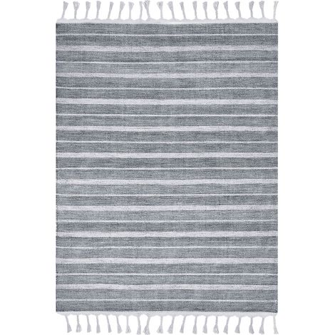 Tappeto tessuto sintetico rigato grigio chiaro 140 x 200 cm Bademli