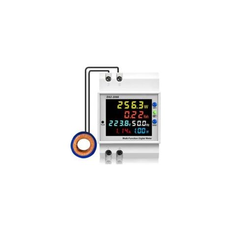 Contatore di energia monofase WiFi, contatore elettrico 6 in 1, wattmetro, display LCD WiFi, voltmetro digitale, amperometro per guida DIN, contatore kWh, AC40-300V 100A (CT esterno) - Crezuo
