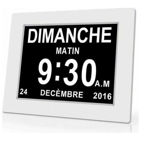 Horloge calendrier numérique One Piece 7 pouces avec date et heure, horloge Alzheimer pour parents, rappel de médicaments pour grands-parents et enfants - Blanc - 20414324mm (1/4)