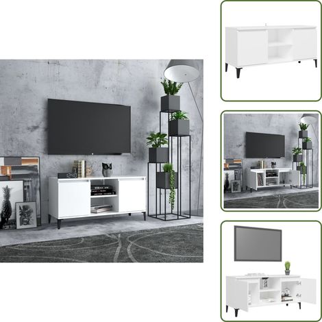 TV-Schrank mit Metallbeinen Weiß 103,5x35x50 cm - TV Schrank - Sideboard - Industrielles Möbel - Regal - Fernsehtisch