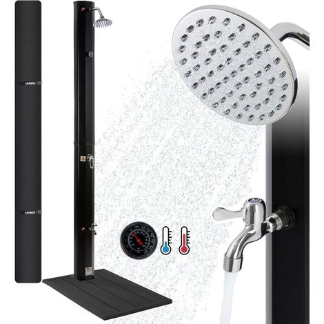 AREBOS Solar Shower with Base Plate Garden Shower Pool Shower Outdoor Shower 35 L incl.Cover - Black (1/5)