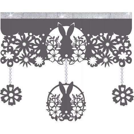 Mantovana per tenda N13 con ganci, decorazione pasquale e primaverile, 60 cm
