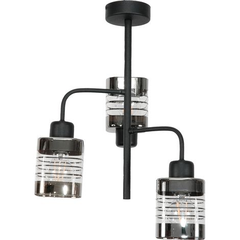 Lampada a sospensione classica nera con paralume in vetro 15-442 pablik