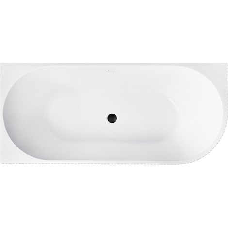 Bañera De Esquina Rea Wenus 170 White Left With Brushed Copper Plug Cap