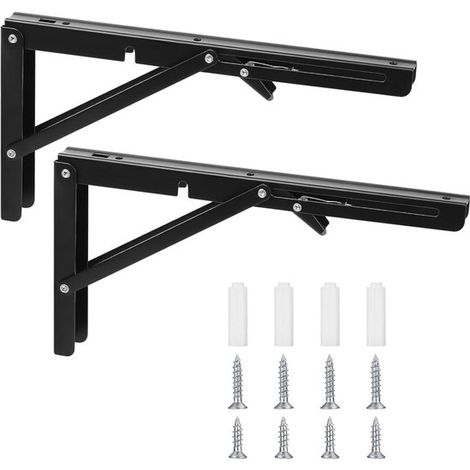 2 soportes plegables para estantes,Soporte plegable resistente de 14 pulgadas para montaje en pared,Capacidad de carga de 90 kg (1/5)