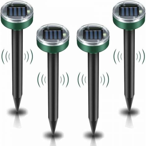 Répulsif Solaire Contre Les Taupes, 4 Pièces Répulsif à Ultrasons Contre Les Nuisibles - Lutte Contre Les Taupes avec IP65 Imperméable à Leau, Répulsif pour Les Taupes De Jardin Mole Repellent (1/5)