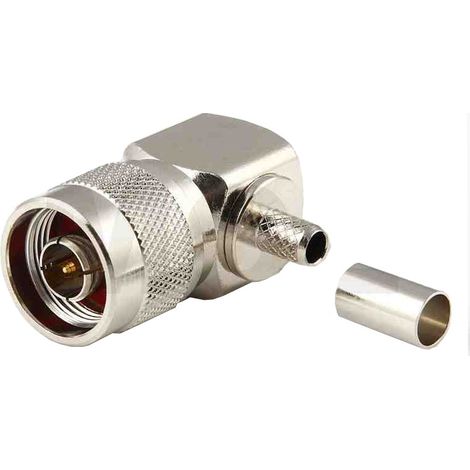 Conector tipo N para cable RG58, en 谩ngulo.