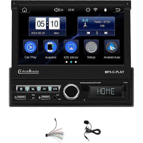 Autoradio simple DIN avec Bluetooth, FM et Mirror Link --- (1/5)