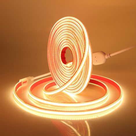 COB LED Light Sticker, 288Leds/m IP65 Waterproof 230V Super Bright Flexible Strip LED Strip Light Strip for Stairs, Bedroom, Christmas, Party, etc (Warm White, 1M) (1/5)