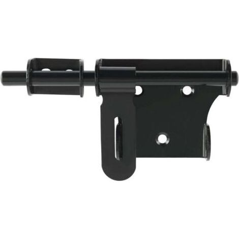 Verrou de Porte Loquet Porte Coulissante Verrou de Portail 15 cm avec Trou pour Cadenas Serrure de Porte Extérieure ou Intérieure, Acier Inoxydable Noir, (1/5)