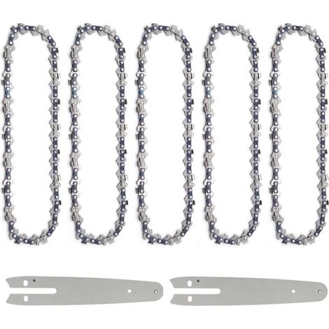 Guide et chaîne pour tronçonneuse 5 Pièces 6 Pouces Mini Chaîne de Tronçonneuse avec 2 Pièces de Rechange Pièces de Rechange Barre de Chaîne de Scie (1/4)