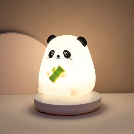 Veilleuse rechargeable pour enfants, belle veilleuse panda 3 couleurs, veilleuse pour bébé, veilleuse pour bébé en silicone souple, lampe de chevet LED pour enfants et cadeaux de vacances